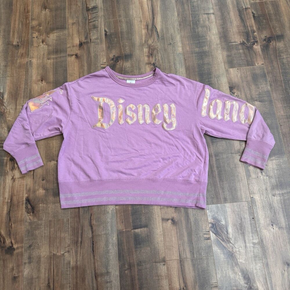 Disneyland Spirit Jersey Large Cinderella Castle Gold Pullover Sweatshirt Purple